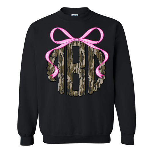 Camo Monogramed Bow Crewneck