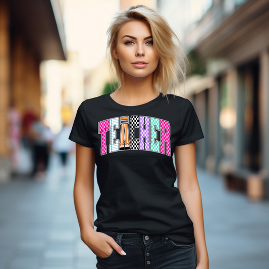 Teacher Checkerboard Tee