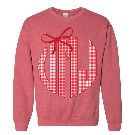 Gingham Monogram Crewneck