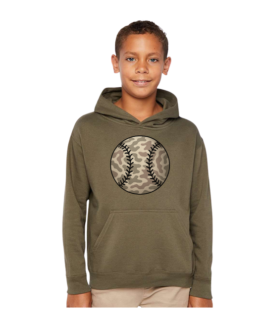 Camo Baseball Youth Hoodie
