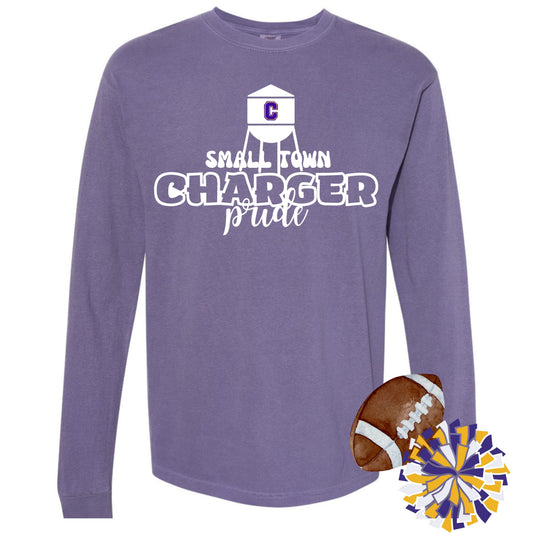 Small Town Charger Pride Comfort Colors Long Sleeve Tee